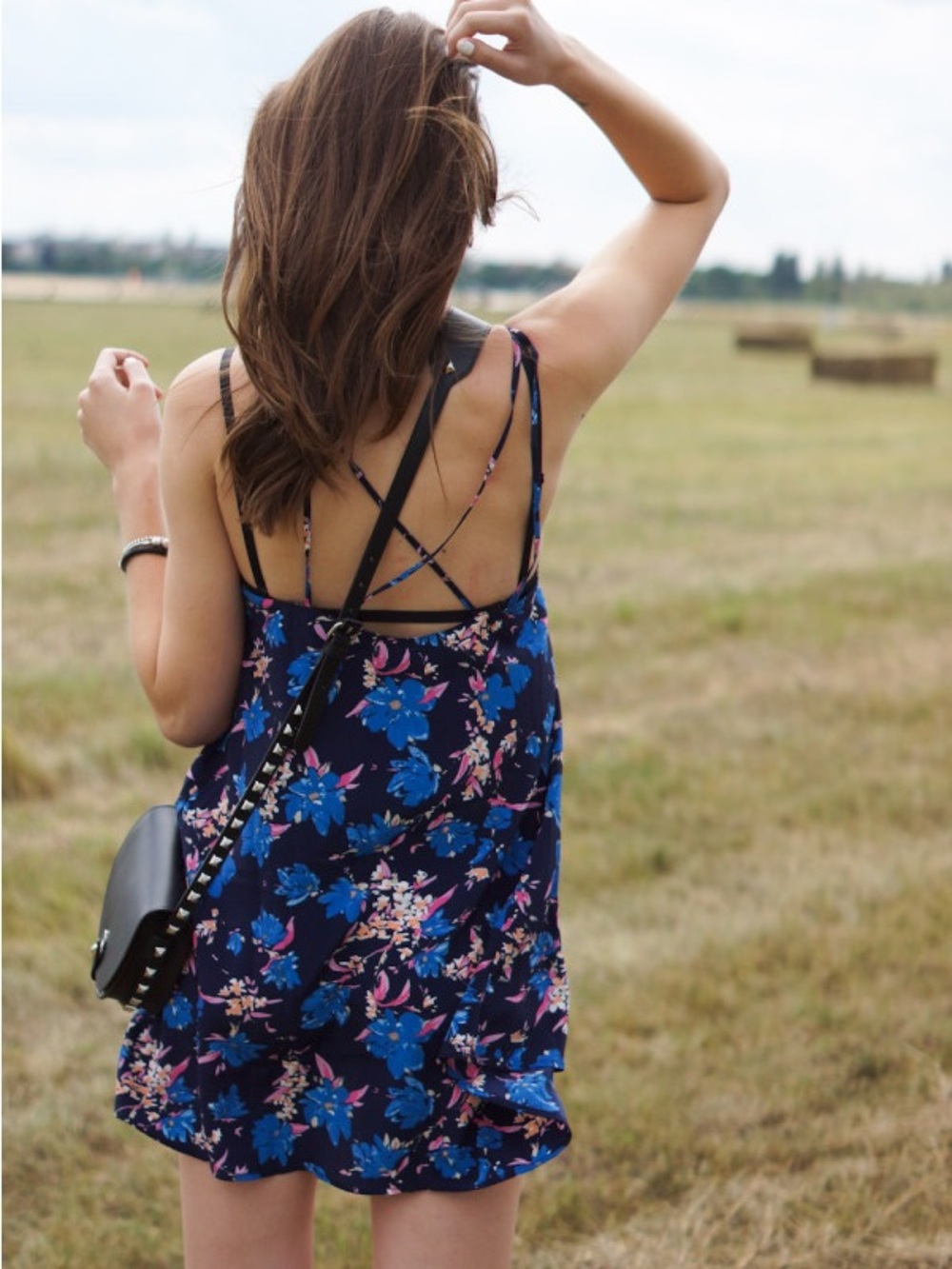 Trafaluc by Zara Blue Casual Floral Dress